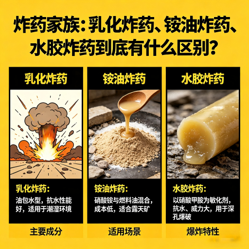 让胡路炸药家族：乳化炸药、铵油炸药、水胶炸药到底有什么区别？